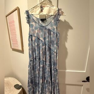 Hatch Maternity Blue Floral Midi Dress